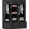 HOMCOM Stoffschrank mit Kleiderstangen Schubladen Faltbar Schwarz 125x43x162,5cm
