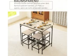 HOMCOM 5-Teiliges Bartisch-Set Eiche Schwarz 100 x 60 x 88 cm