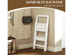HOMCOM Trittleiter Aluminium 49,5L x 41,5B x 82,6H cm Weiß