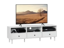 HOMCOM TV Schrank TV Board mit Schubladen 3 Offenen Fächern Weiß