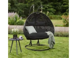 Home Deluxe Hängesessel Twin Polyrattan Schwarz