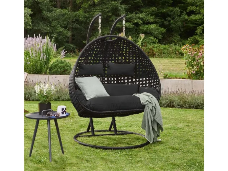 Home Deluxe Hängesessel Twin Polyrattan Schwarz