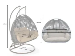 Home Deluxe Hängesessel Twin aus Polyrattan mit Regenabdeckung Grau