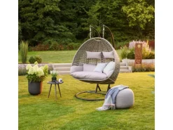 Home Deluxe Hängesessel Twin Polyrattan Grau