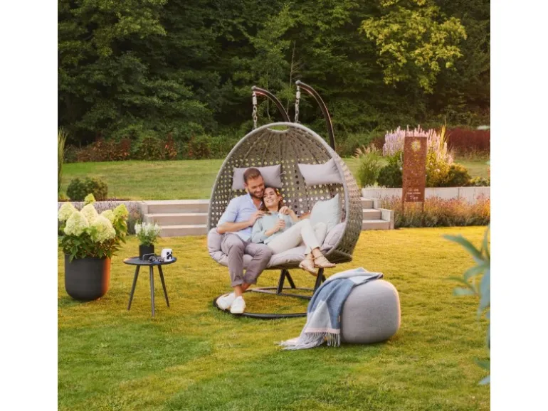 Home Deluxe Hängesessel Twin Polyrattan Grau