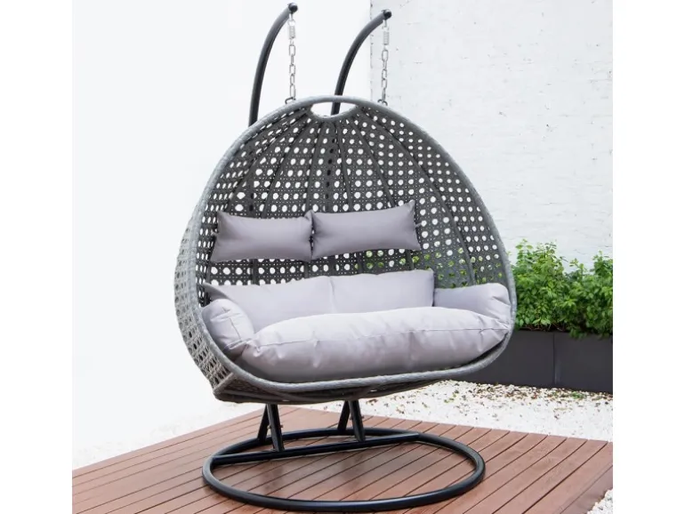 Home Deluxe Hängesessel Twin Polyrattan Grau