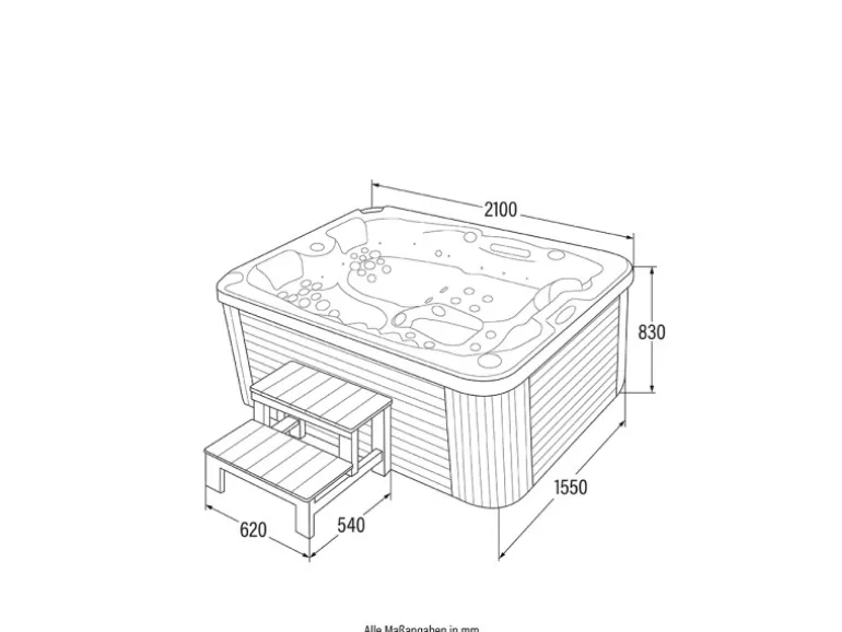 Home Deluxe Outdoor Whirlpool Beach Plus für 2 Personen 210 x 155 x 83 cm