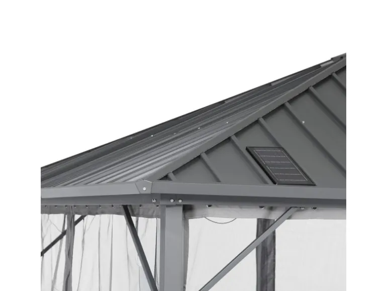 Home Deluxe Pavillon Azur 270 cm x 270 cm x 200 cm Solar-LED-Beleuchtung