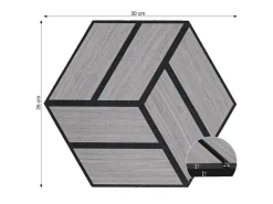 Homestyle4u Akustikpaneele 30 x 26 cm 10 Stück Grau Hexagon Wandpaneele Holz