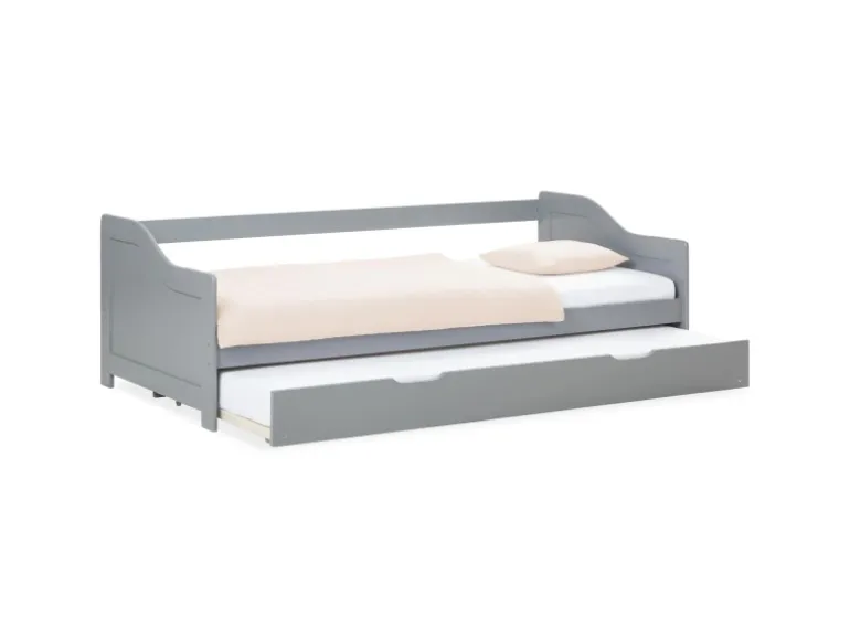Homestyle4u Ausziehbett 90 x 200 cm Grau 2506