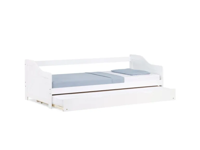 Homestyle4u Ausziehbett 90 x 200 cm Weiß 1420