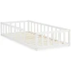 Homestyle4u Bodenbett 90x200 in Weiß mit Lattenrost 2523
