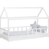 Homestyle4u Bodenbett 90x200 mit Lattenrost in Weiß 2385