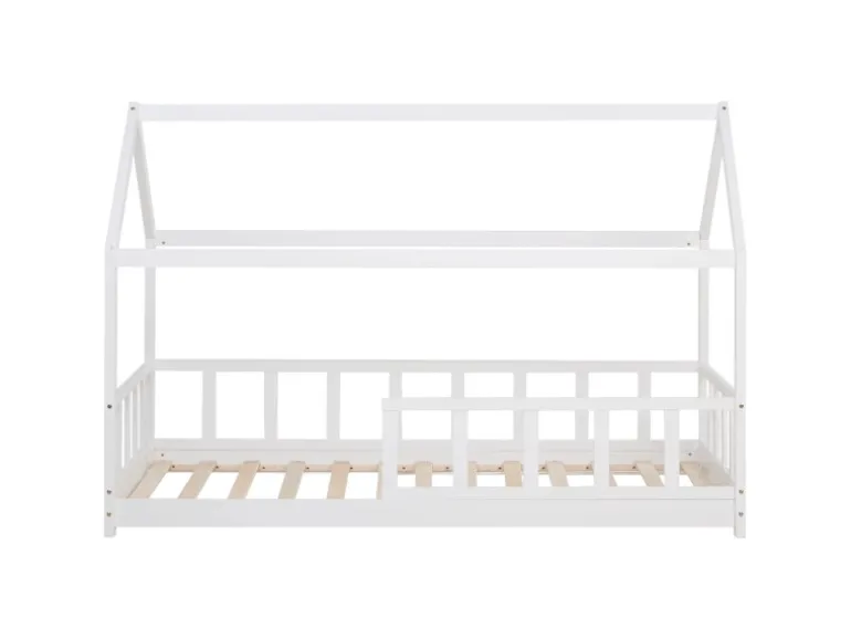 Homestyle4u Bodenbett 90x200 mit Lattenrost in Weiß 2385