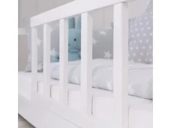 Homestyle4u Bodenbett 90x200 mit Lattenrost in Weiß 2385