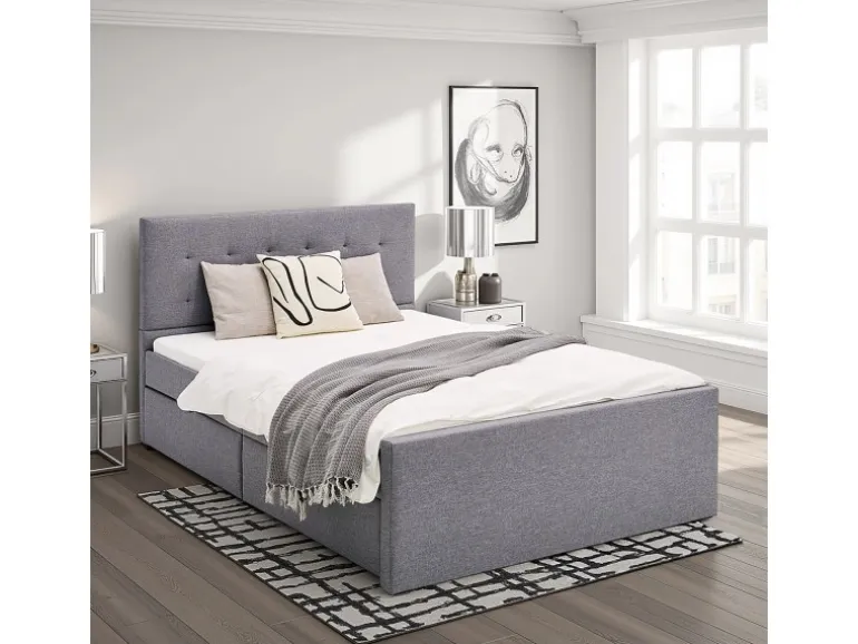 Homestyle4u Doppelbett 120x200 Polsterbett in Grau 1979