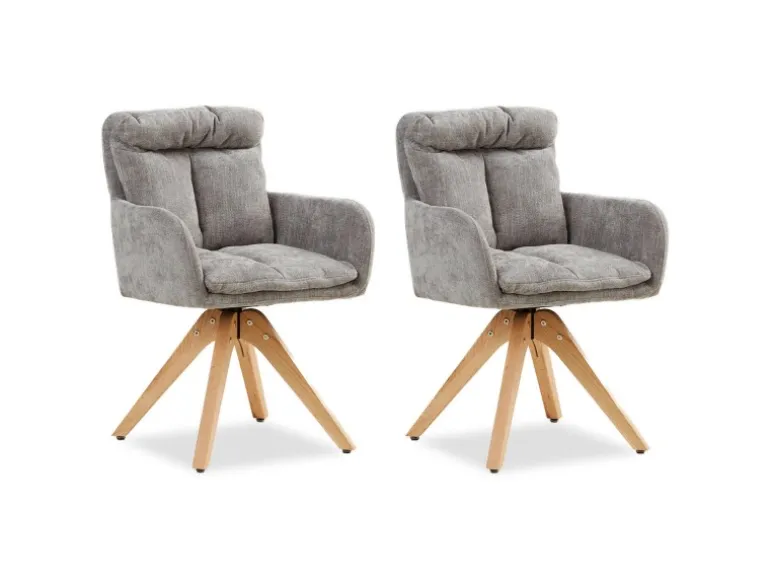 Homestyle4u 2er Set Polsterstühle Drehbar in Grau 2851