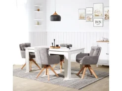 Homestyle4u 2er Set Polsterstühle Drehbar in Grau 2851