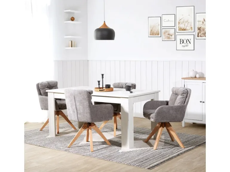 Homestyle4u 6er Set Polsterstühle Drehbar in Grau 2853