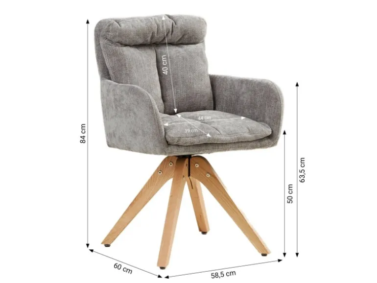 Homestyle4u 6er Set Polsterstühle Drehbar in Grau 2853