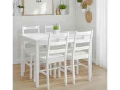 Homestyle4u Essgruppe aus Kiefernholz mit 4 Stühlen in Weiß 3061