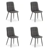 Homestyle4u Esszimmerstuhl 4er Set in Anthrazit Samt 2328