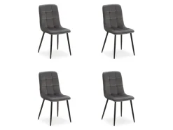 Homestyle4u Esszimmerstuhl 4er Set in Anthrazit Samt 2328