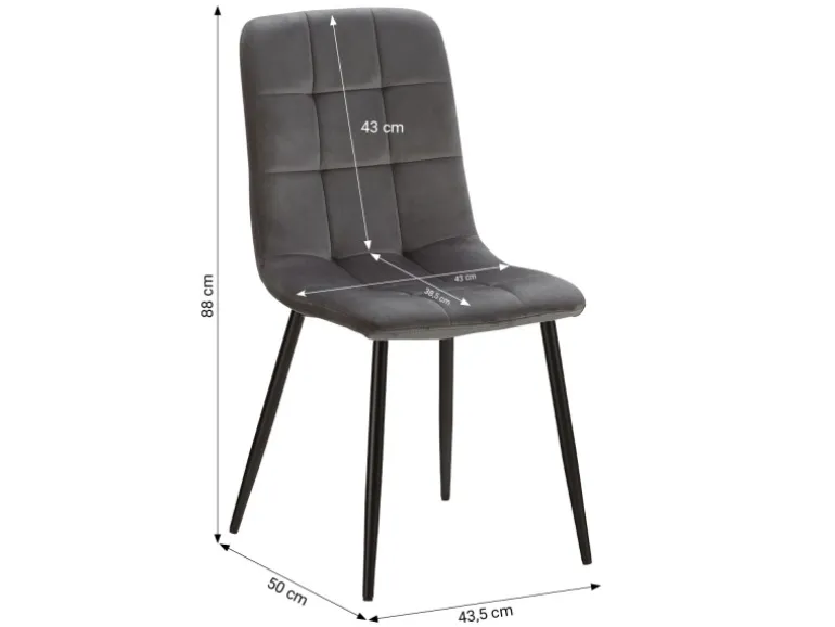 Homestyle4u Esszimmerstuhl 4er Set in Anthrazit Samt 2328