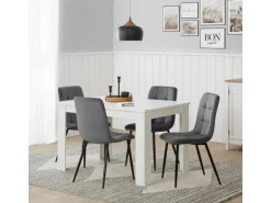 Homestyle4u Esszimmerstuhl 4er Set in Anthrazit Samt 2328