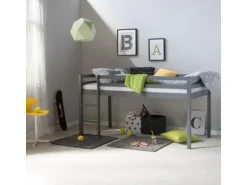 Homestyle4u Hochbett 90x200 in Grau 1861