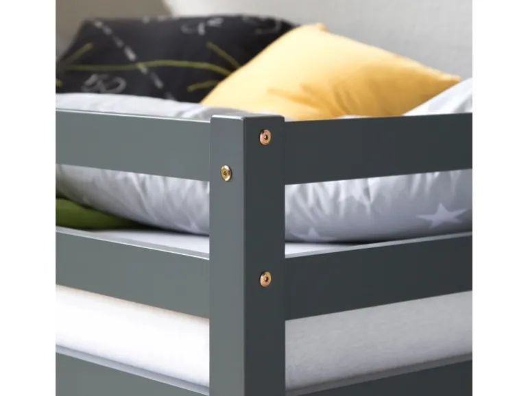 Homestyle4u Hochbett 90x200 in Grau 1861