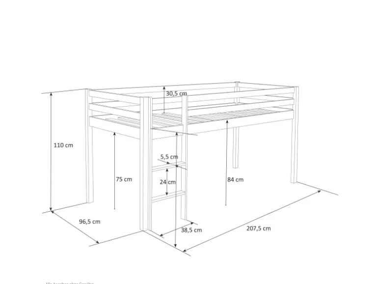 Homestyle4u Hochbett 90x200 in Grau 1861