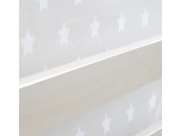 Homestyle4u Hochbett 90x200 mit Vorhang in Weiß Sterne 1888