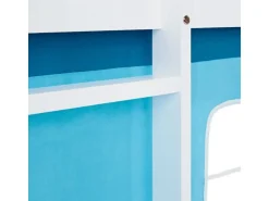 Homestyle4u Hochbett 90x200 mit Lattenrost Vorhang Blau Kinderbett 2984