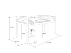 Homestyle4u Hochbett 90x200 Weiß Vorhang Pirat 1534