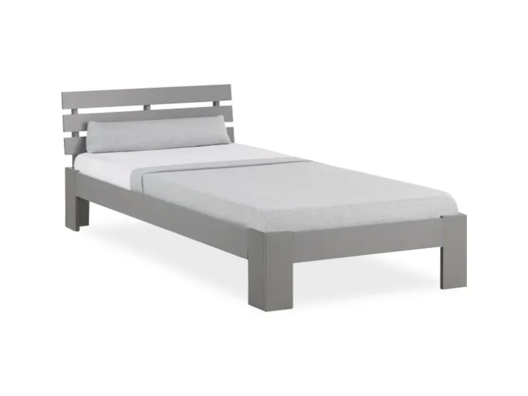 Homestyle4u Holzbett 90x200 mit Lattenrost in Grau 2035