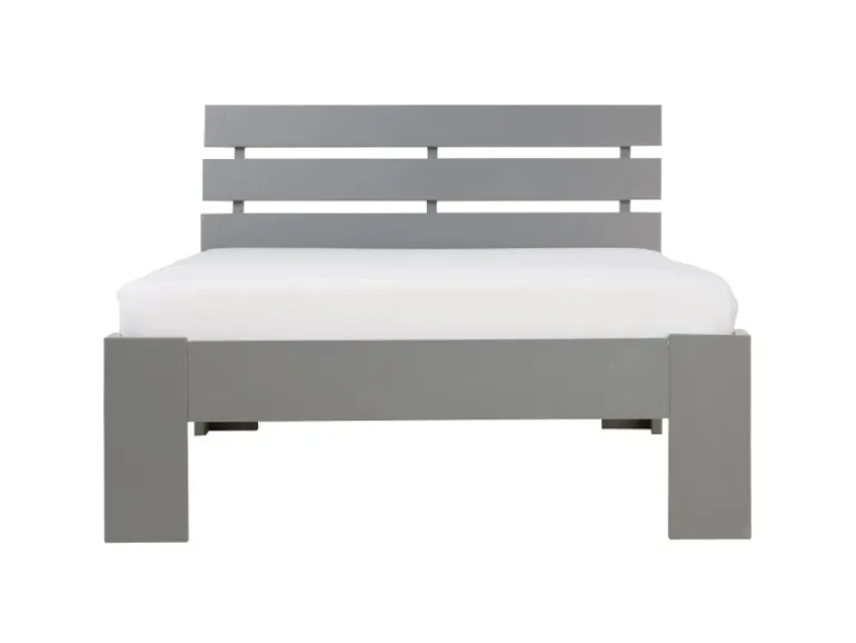 Homestyle4u Holzbett 90x200 mit Lattenrost in Grau 2035