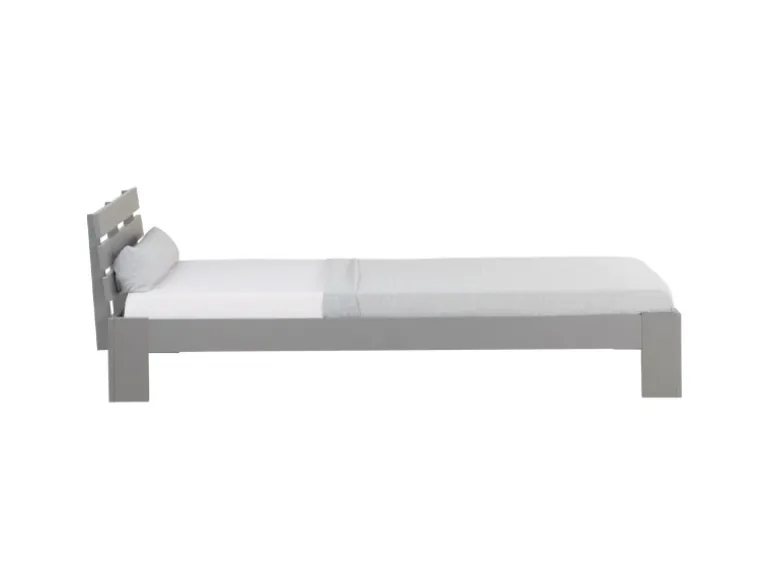 Homestyle4u Holzbett 90x200 mit Lattenrost in Grau 2035