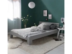 Homestyle4u Holzbett 180x200 mit Lattenrost in Grau 2039