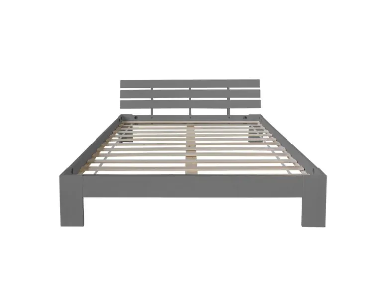 Homestyle4u Holzbett 180x200 mit Lattenrost in Grau 2039