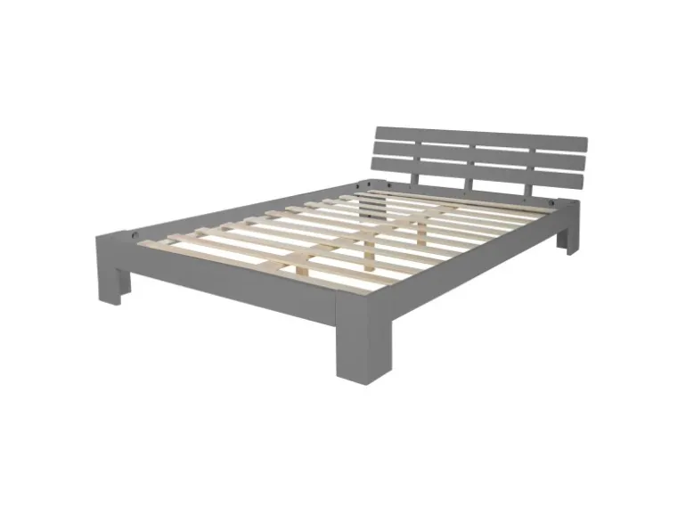 Homestyle4u Holzbett 180x200 mit Lattenrost in Grau 2039