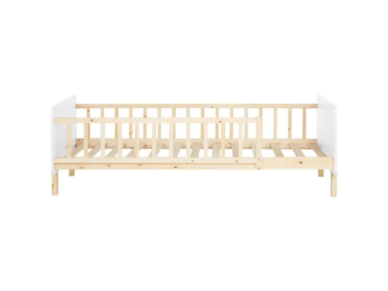 Homestyle4u Kinderbett 90x200 mit Raufallschutz Lattenrost Weiß 2604