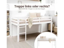 Homestyle4u Kinderbett 90x200 mit Lattenrost in Weiß 2252
