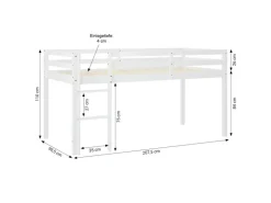 Homestyle4u Kinderbett 90x200 mit Lattenrost in Weiß 2252