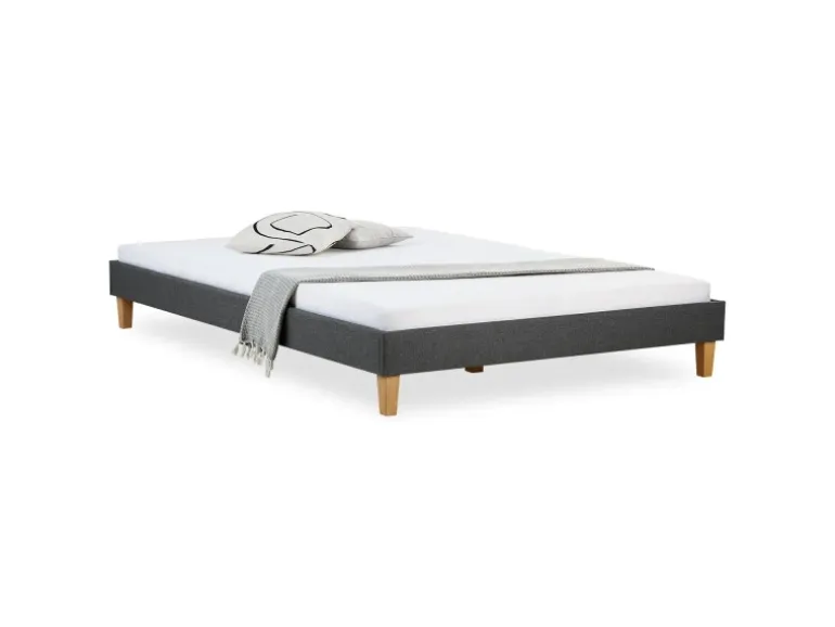 Homestyle4u Polsterbett mit Lattenrost 160x200 cm in Grau 1982