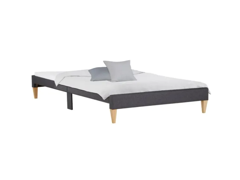 Homestyle4u Polsterbett mit Lattenrost 140x200 cm in Grau 2508