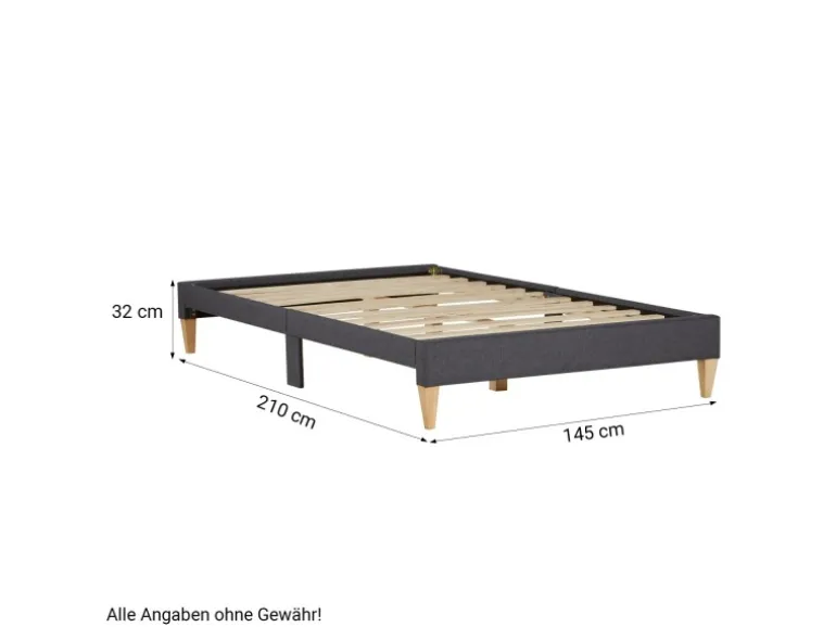 Homestyle4u Polsterbett mit Lattenrost 140x200 cm in Grau 2508