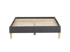 Homestyle4u Polsterbett mit Lattenrost 140x200 cm in Grau 2508