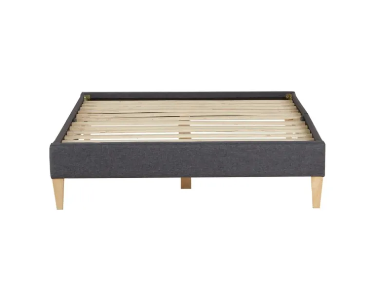 Homestyle4u Polsterbett mit Lattenrost 140x200 cm in Grau 2508