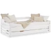 Homestyle4u Tagesbett Ausziehbett 90x200 cm mit Bettkasten Weiß mit Lattenrost 2799
